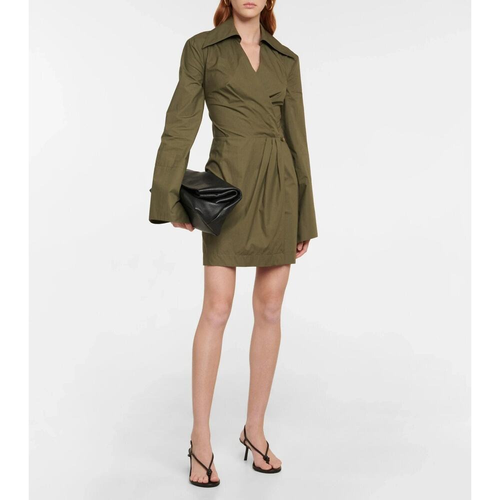 Nanushka Olive Green Wrap Mini Dress